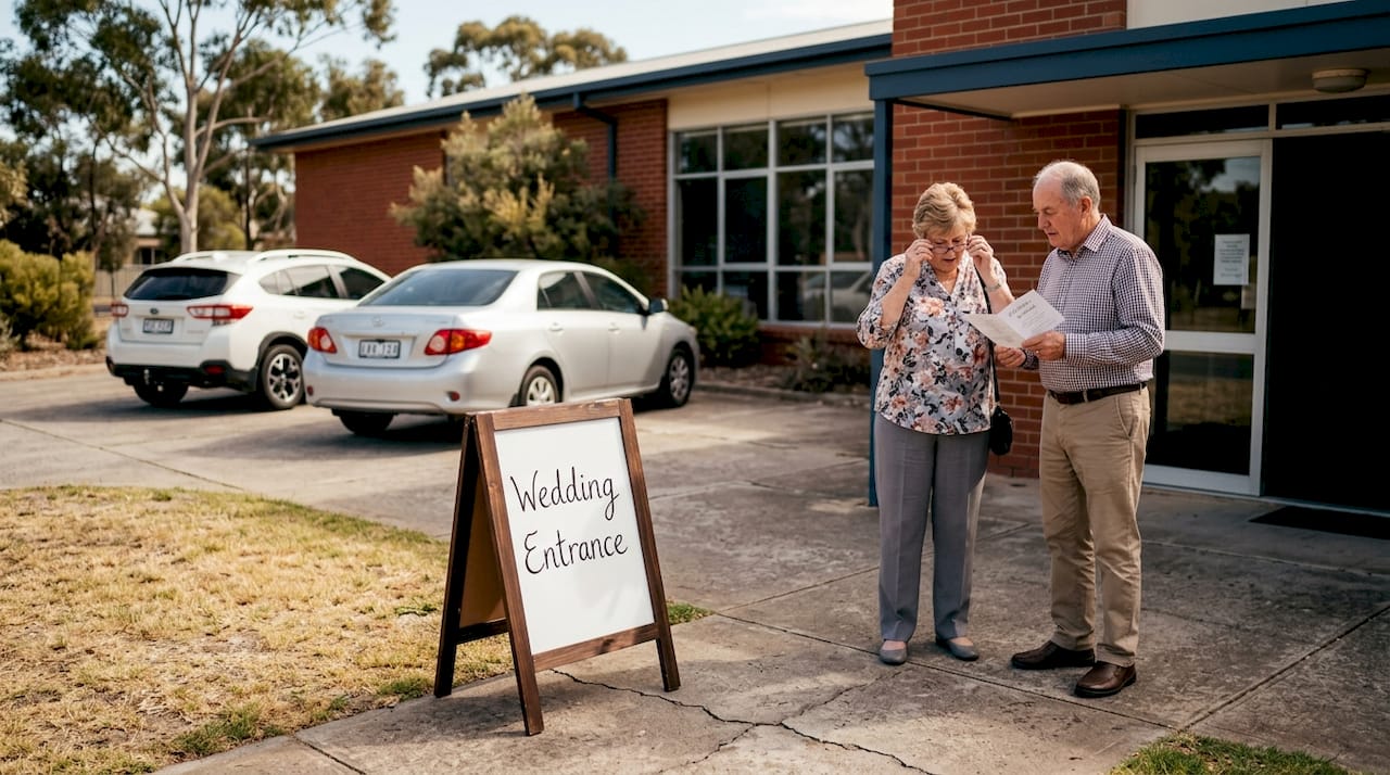 Why venue location matters for Adelaide weddings: right choice 1 Wedding guests arriving at Adelaide venue entrance