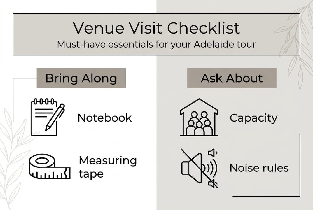 The ultimate site visit guide for Adelaide wedding venues 2 Infographic for Adelaide wedding venue site visit checklist