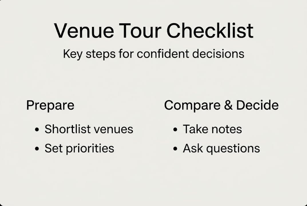 Coordinate venue tours like a pro: Adelaide wedding guide 2 Infographic showing wedding venue tour checklist