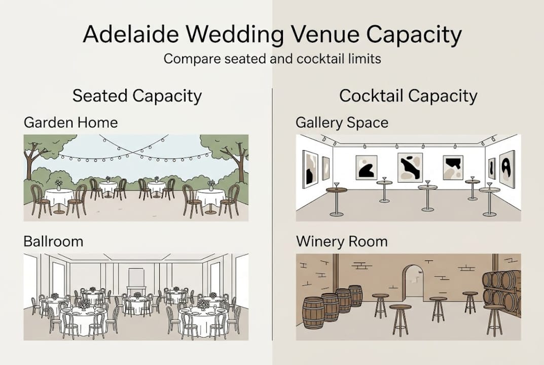 Adelaide wedding venue capacity: what couples need to know 1 Infographic comparing venue capacities