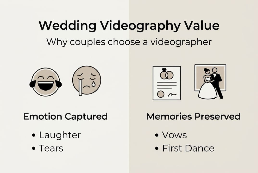 why hire a wedding videographer for your adelaide wedding 6 Infographic shows main wedding videography benefits