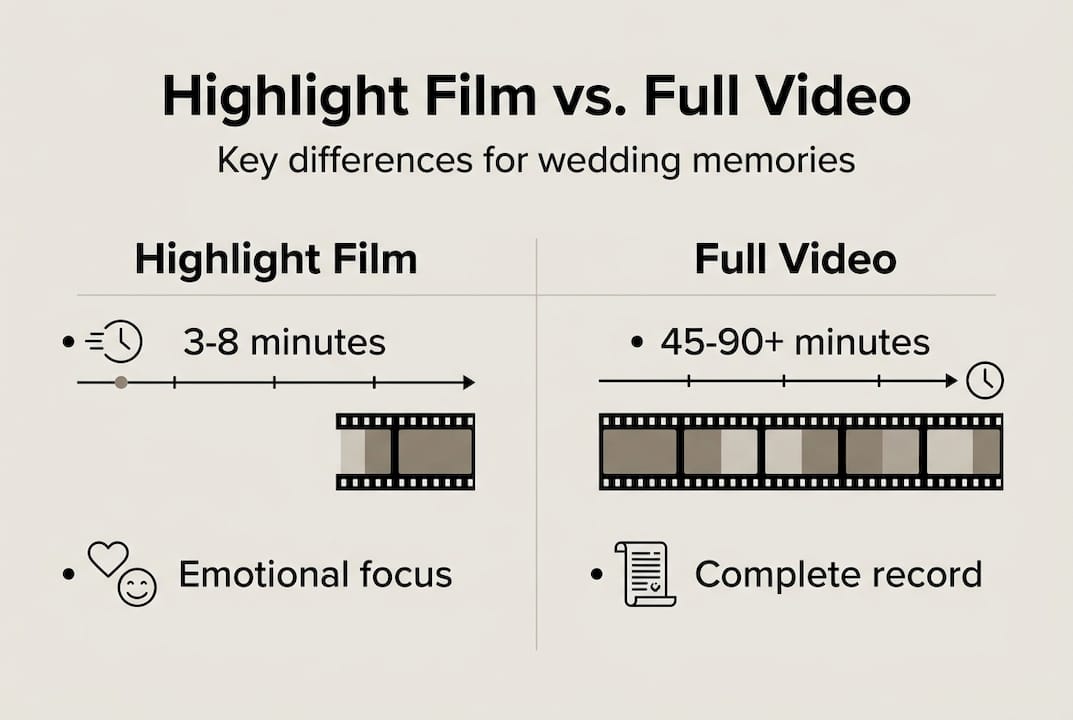 wedding highlight films: capture your story in moments 2 Infographic highlighting wedding film differences