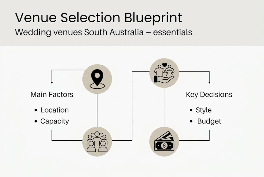 Why venue selection matters: blueprint for SA weddings 2 Infographic showing key venue selection steps