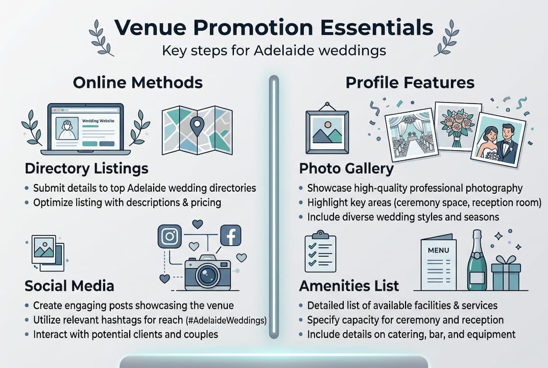 Venue promotion strategies for Adelaide weddings 2 Infographic wedding venue promotion essentials