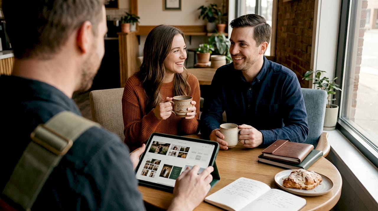 your engagement photo session workflow for authentic memories 10 Photographer and couple planning engagement session