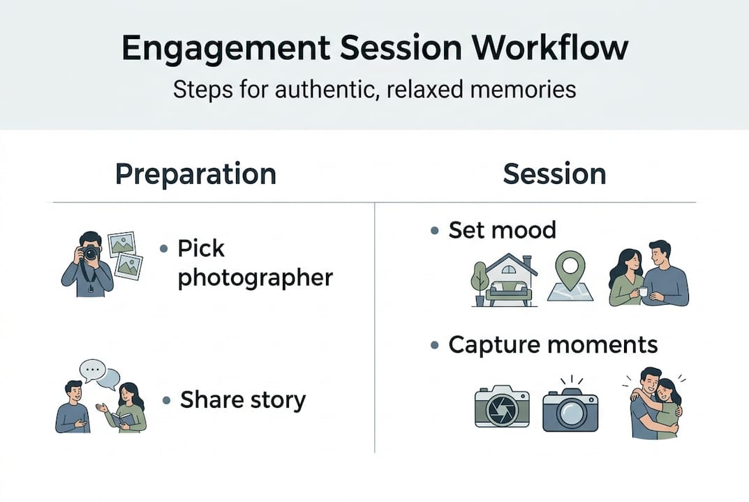 your engagement photo session workflow for authentic memories 11 Infographic showing engagement photo workflow steps