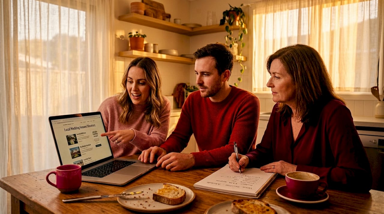 How to source your perfect Adelaide wedding venue 2 Family discussing wedding venue options at home