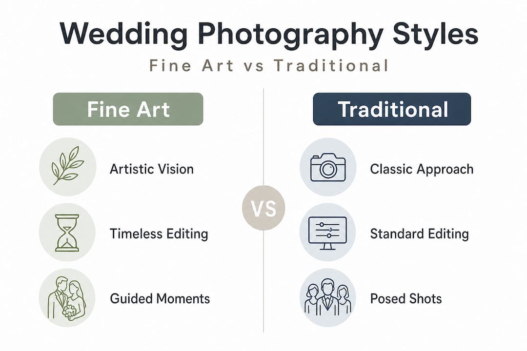 fine art wedding photography: capture your unique story 35 Infographic comparing fine art and traditional photography