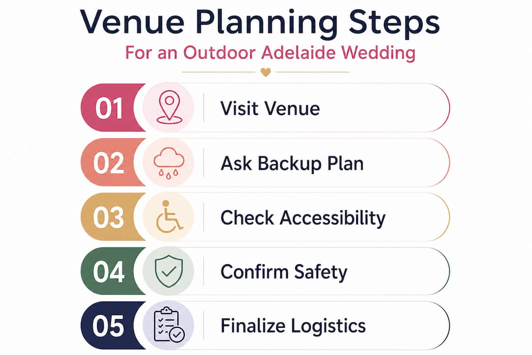 How outdoor venues transform your Adelaide wedding 2 Infographic with venue planning checklist steps