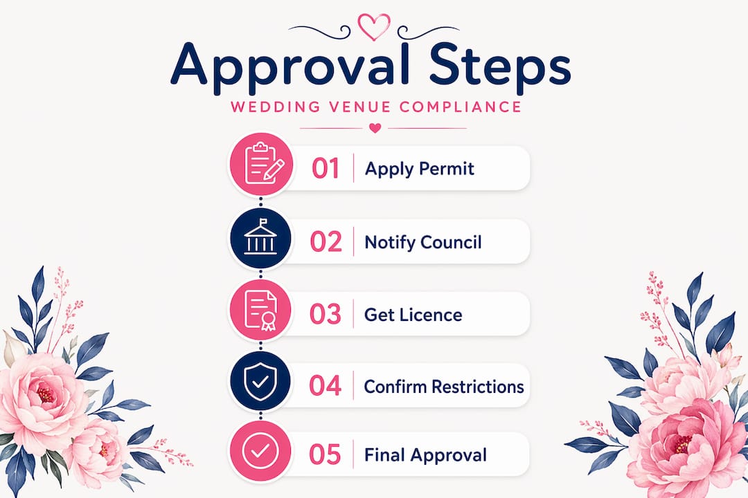 Understanding South Australian wedding venue regulations 2 Infographic showing venue approval process steps