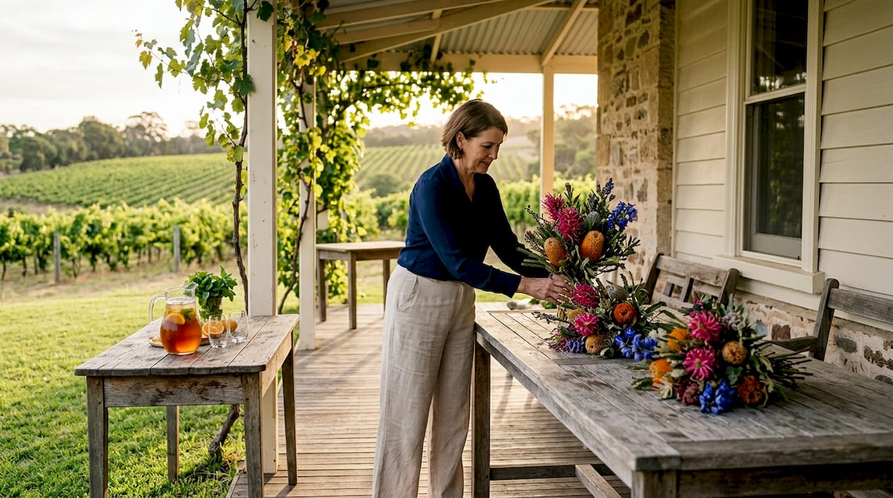 City vs country: choosing your Adelaide wedding venue 1 Setting up rustic country wedding in vineyard