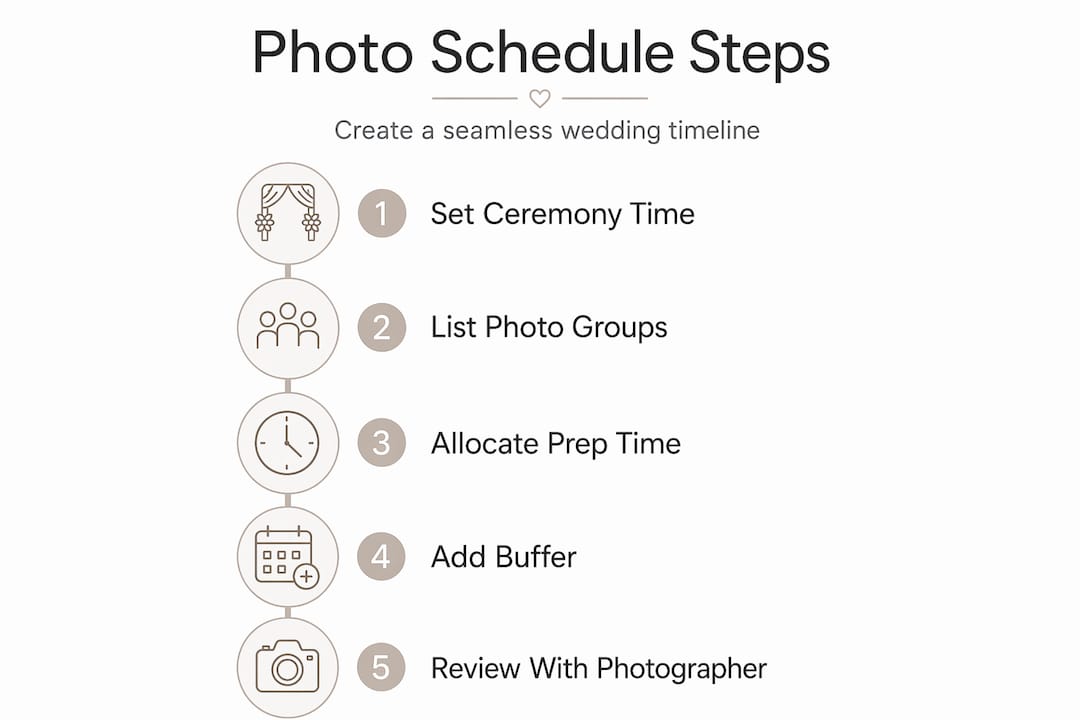 how to create your wedding photo timeline 13 Infographic showing five steps for photo timeline