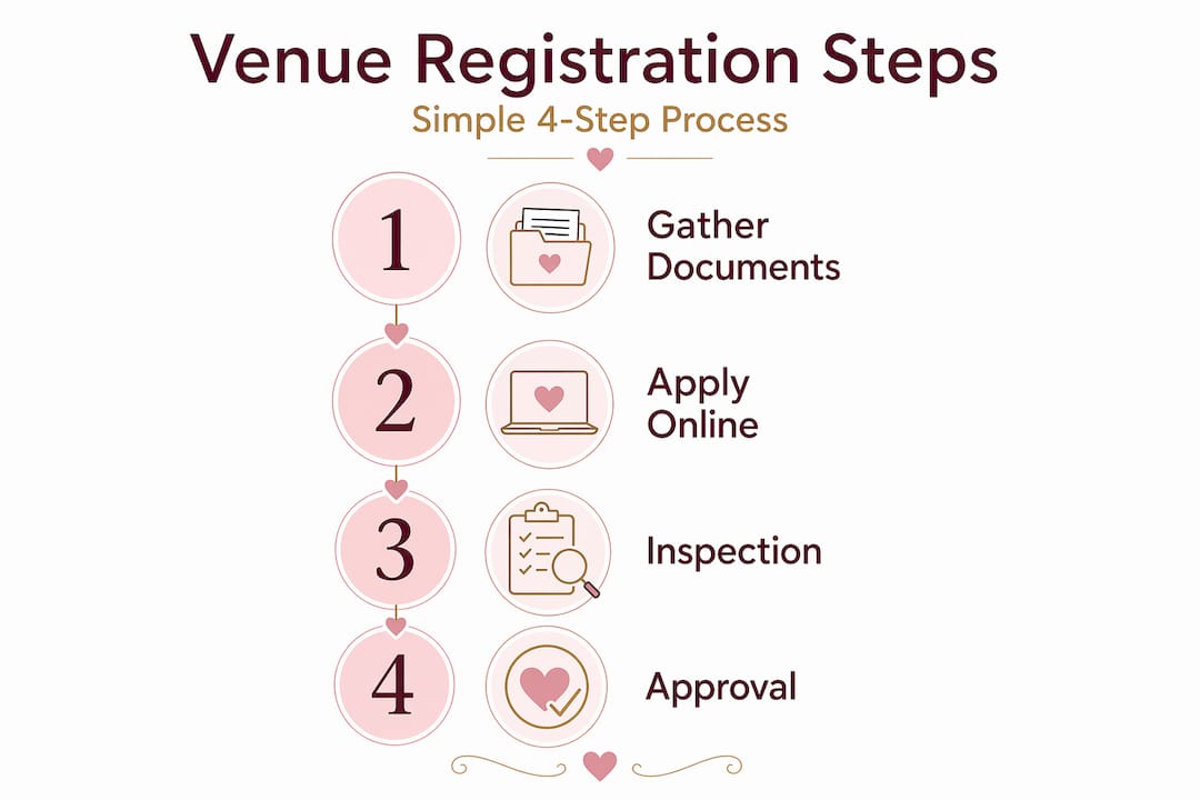 Step by step venue registration made simple 2 Infographic showing venue registration steps in order