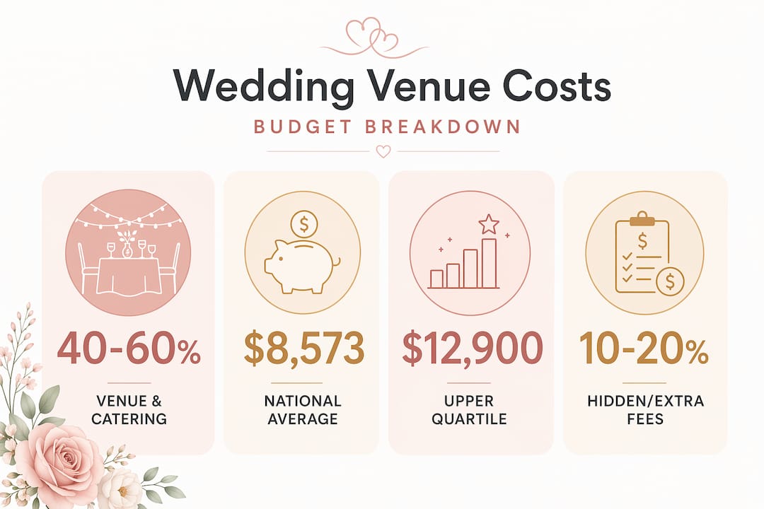 The real role of budget in venue choice 1 Infographic showing wedding venue cost breakdown and key stats