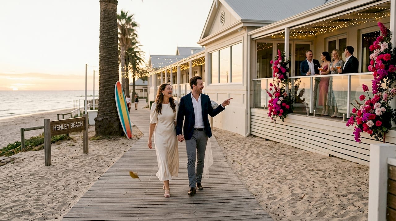 Best waterfront venues Adelaide: top picks for 2026 1 Couple exploring Adelaide coastal venues