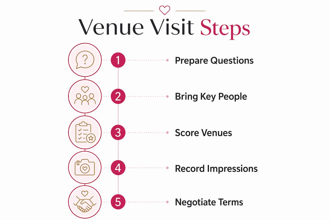 Why visit venues in person before you book 2 Infographic outlining steps to structure a venue visit