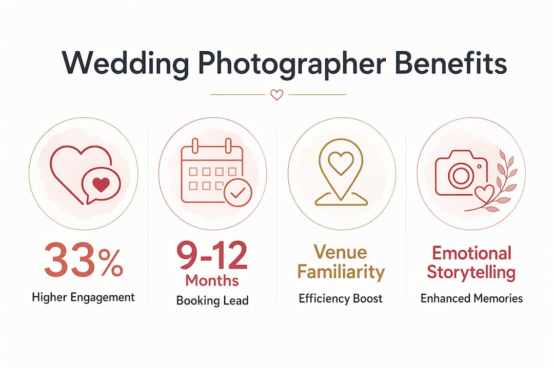 Why partner with photographers for your wedding 2 Infographic illustrating benefits of partnering with wedding photographers