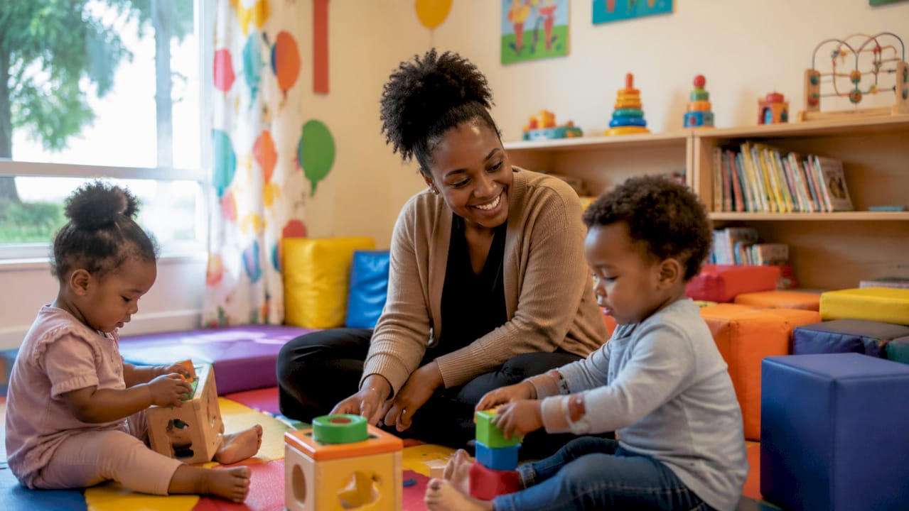 Family-friendly wedding venue features: a practical guide 1 Childcare worker in kids play area at wedding