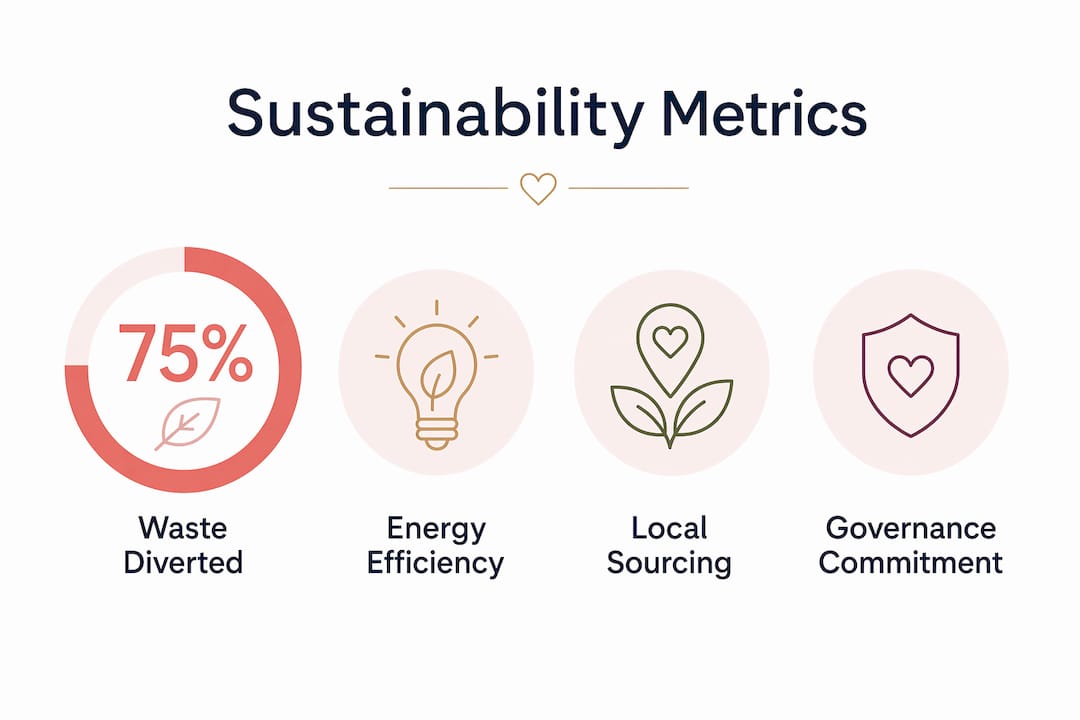 The role of sustainability in venues: a practical guide 1 Infographic showing sustainability key metrics for venues