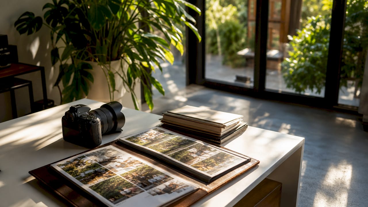 choosing proposal photography style: your complete guide 1 Camera set on desk in natural morning light