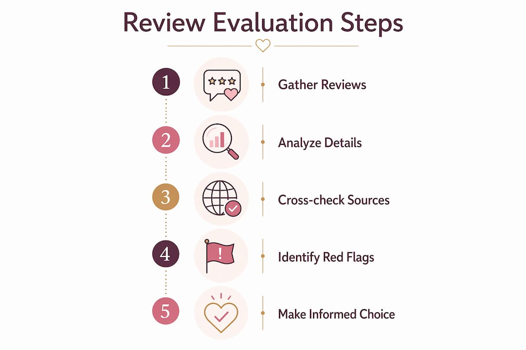 The role of reviews in venue selection: 2026 guide 2 Infographic illustrating steps to evaluate venue reviews