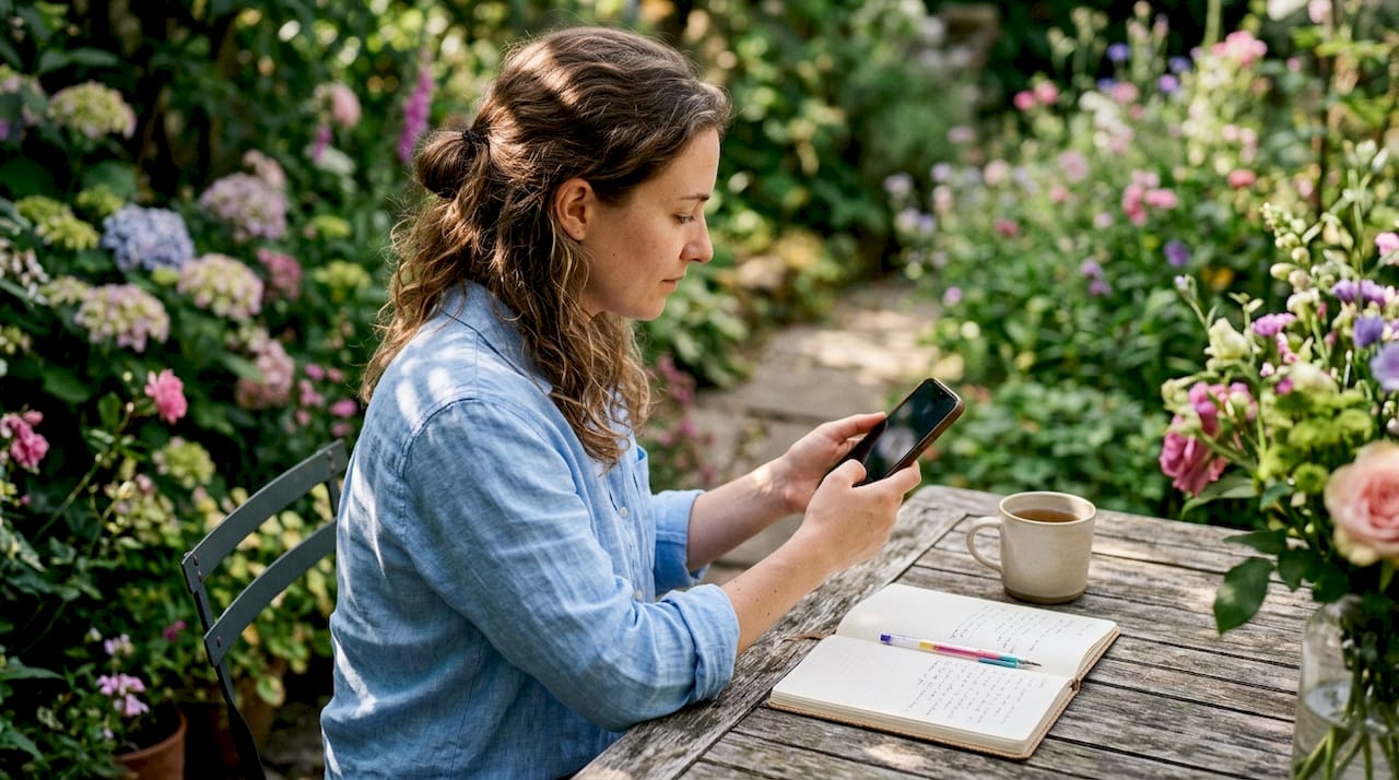The role of reviews in venue selection: 2026 guide 1 Close-up woman scrolling wedding venue reviews in café