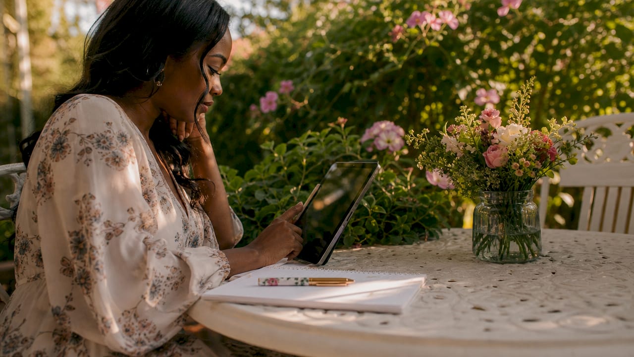 How to hire a wedding photographer: your complete guide 1 Bride researching wedding photography style on laptop