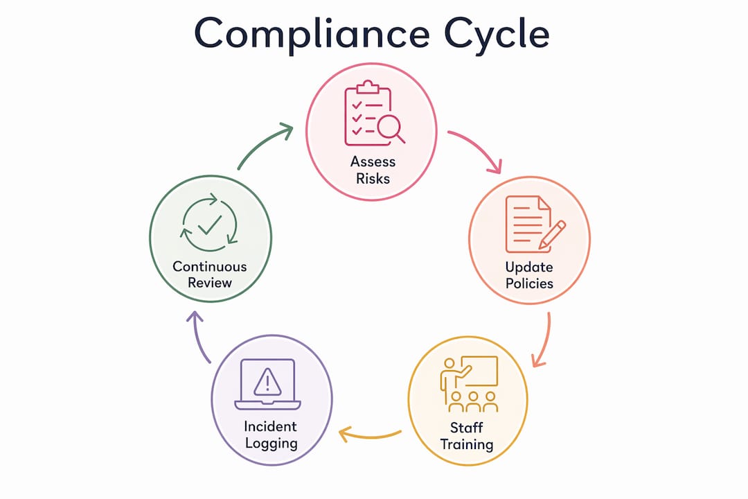 Legal requirements for venues: your 2026 compliance guide 2 Infographic illustrating the venue compliance cycle