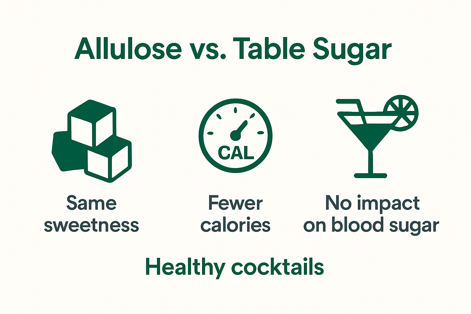 Infographic comparing allulose vs sugar for cocktails