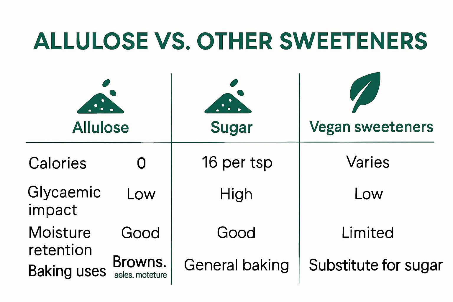Comparison chart of allulose and vegan sweeteners