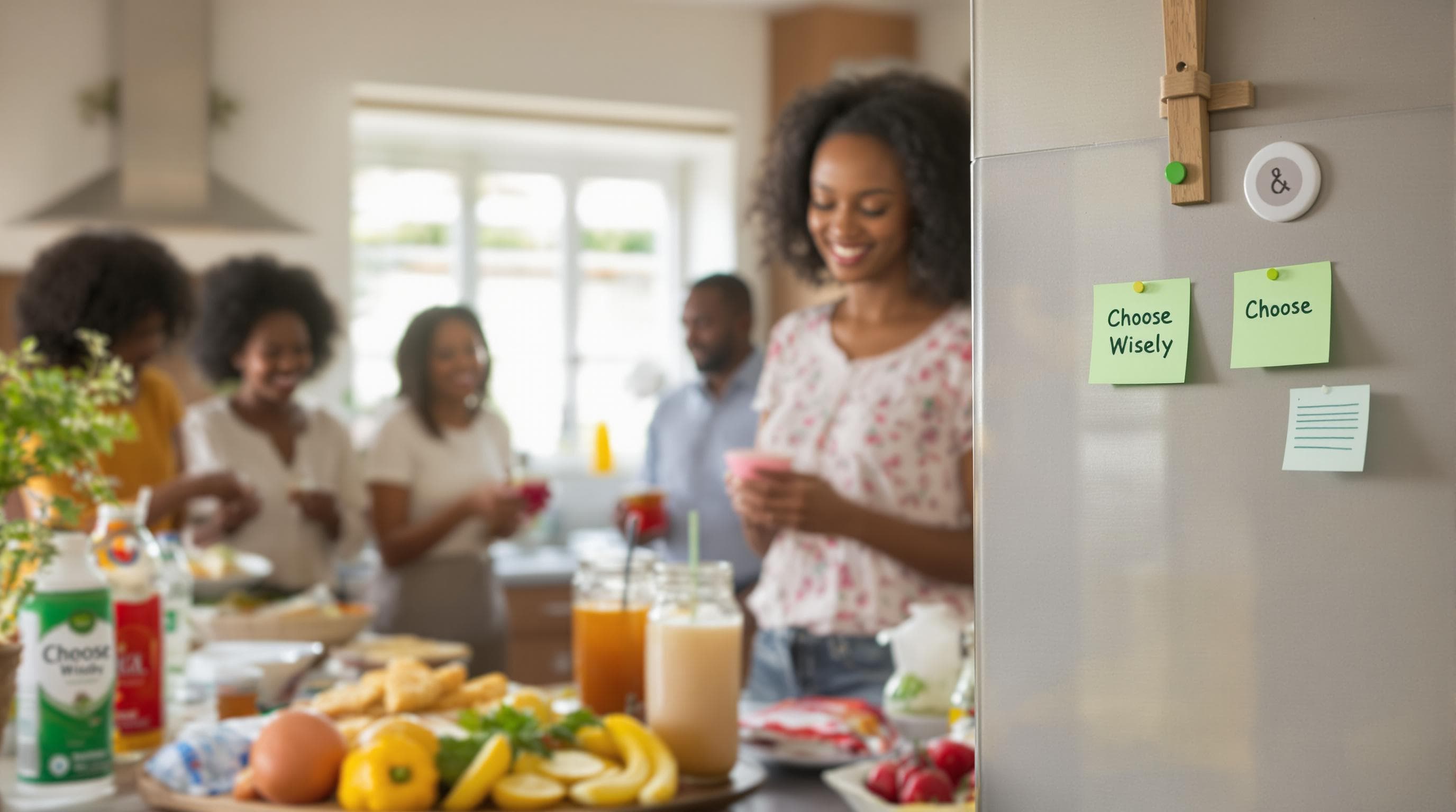 Friends using natural and artificial sweeteners in a South African kitchen