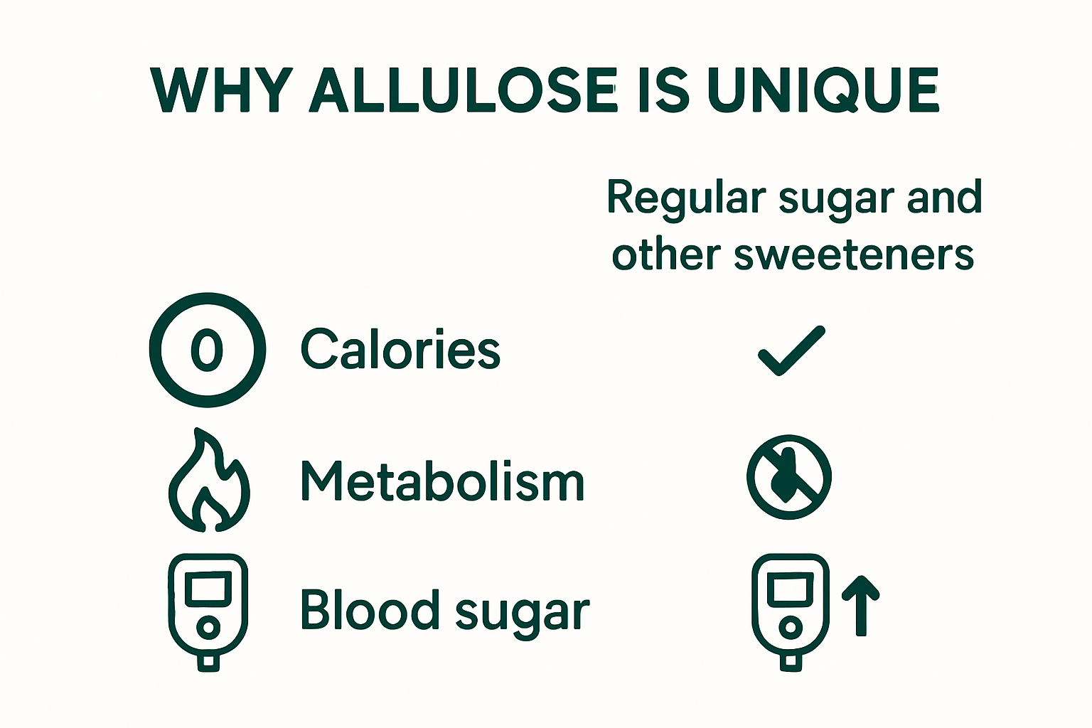 Infographic comparing allulose and sugar in drinks