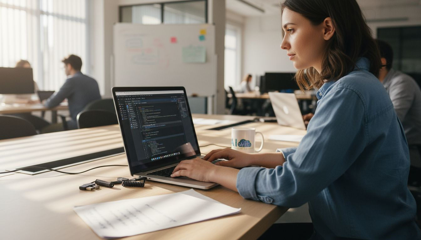 Engineer integrating GitHub Copilot workflow