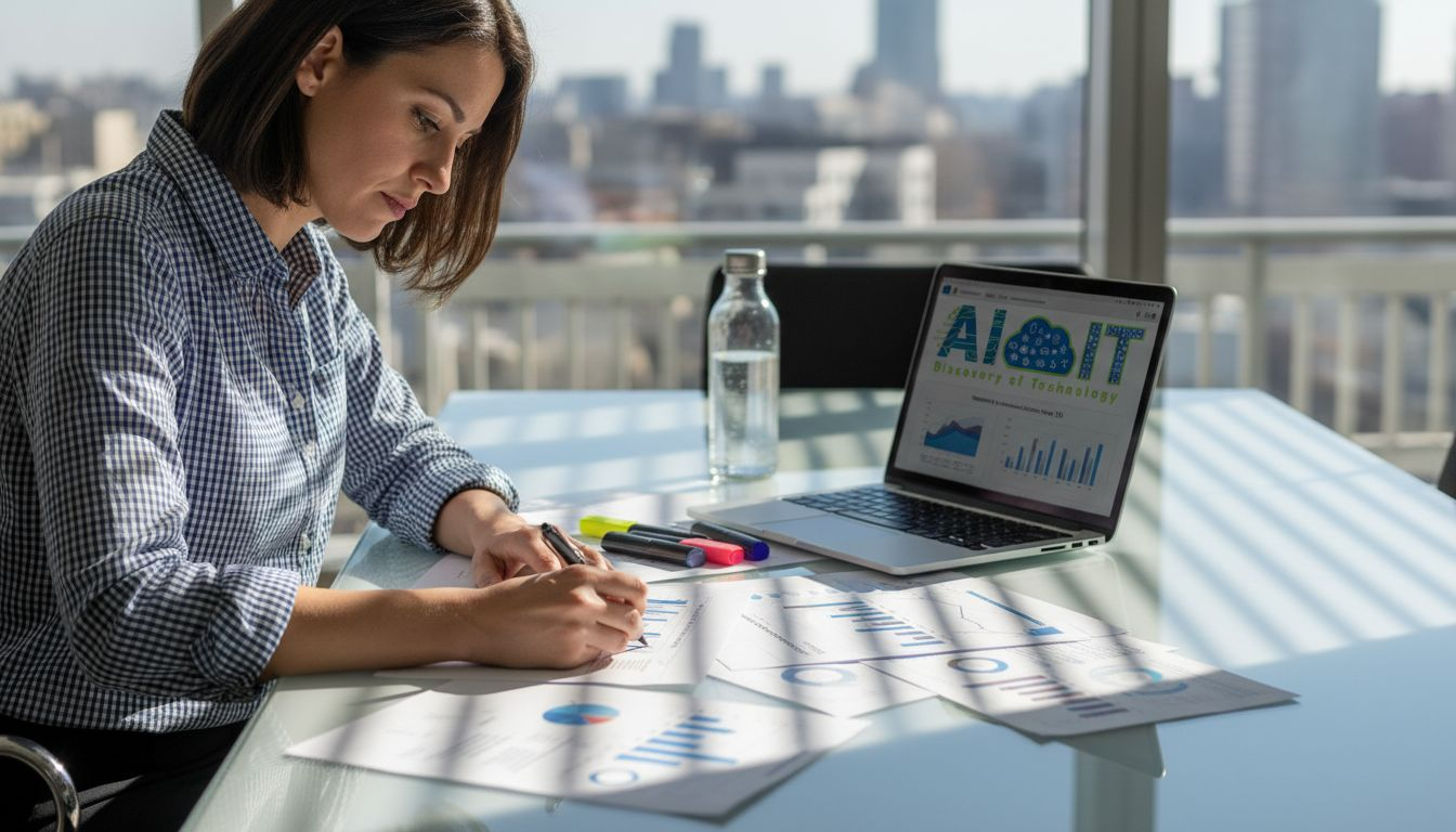 Analyst sorting reports on AI data training