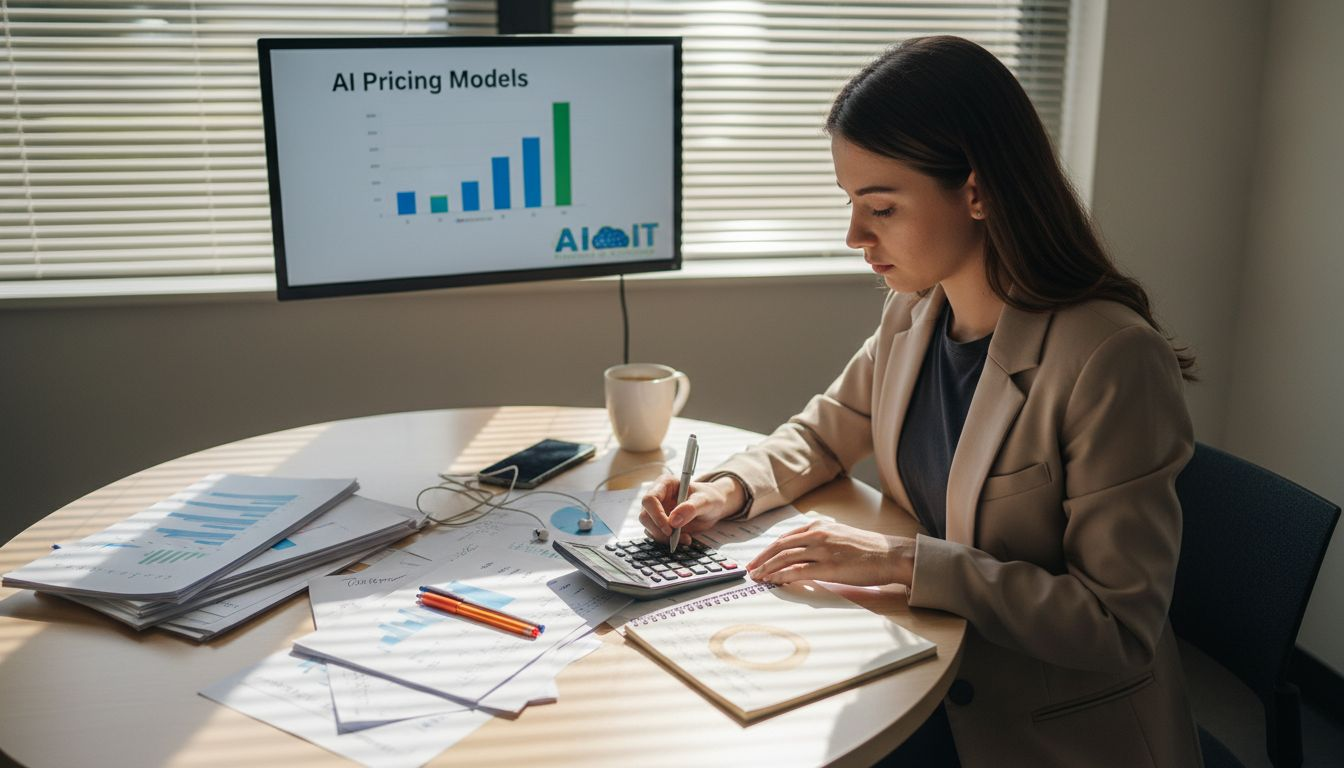Analyst reviewing AI pricing model charts