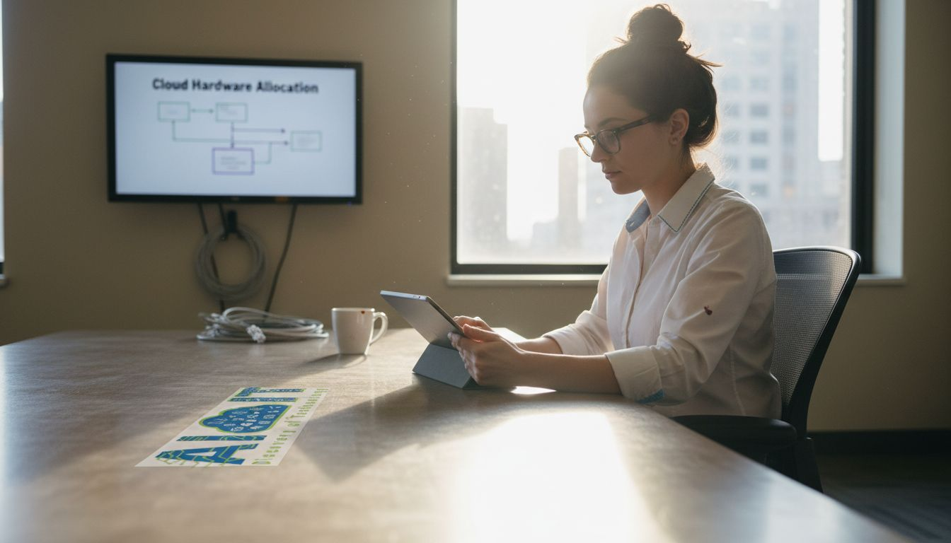 Technician handling cloud hardware allocation setup