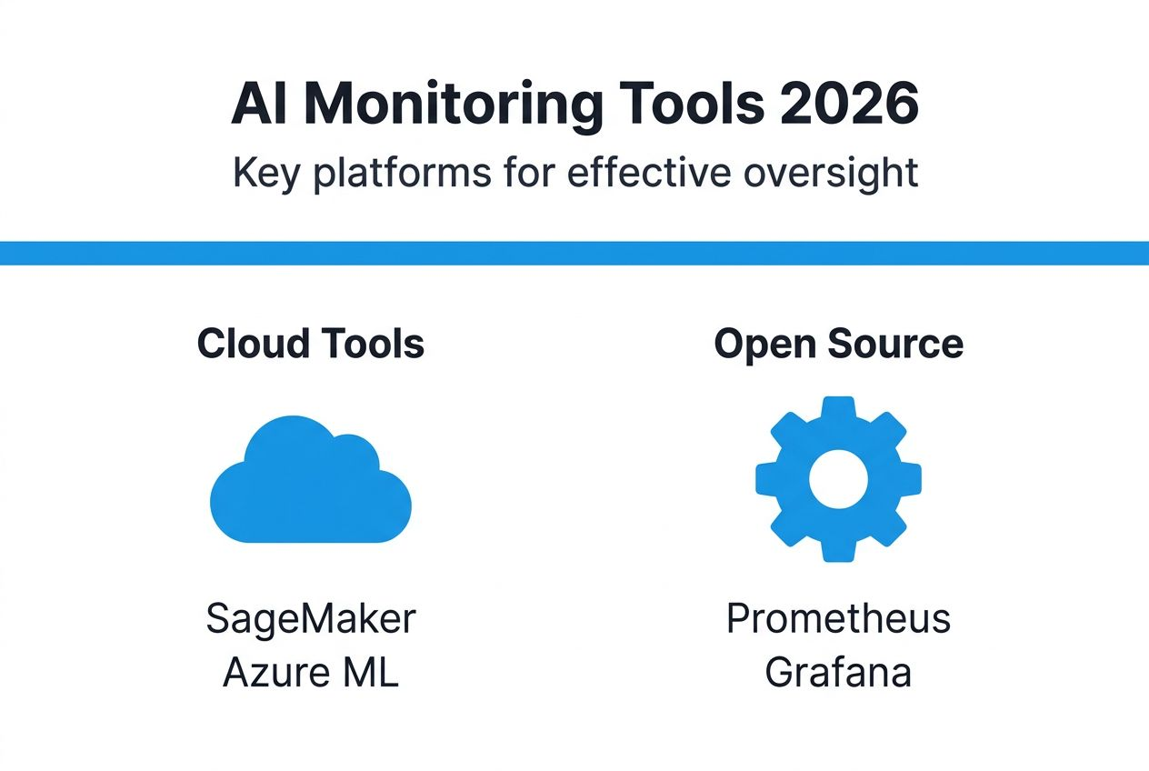 Infographic showing AI monitoring tools for 2026