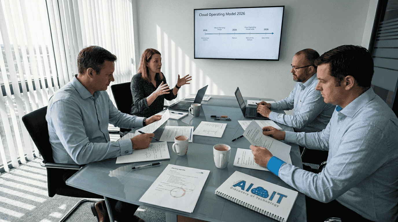 Team discussing cloud operating model plans