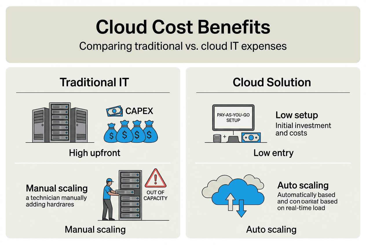 Infographic comparing cloud and traditional IT costs