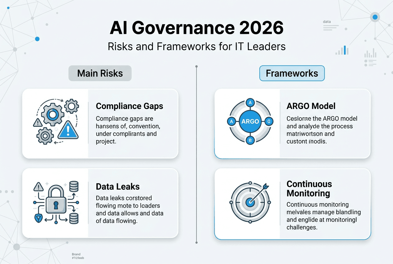 Infographic on AI governance risks and frameworks