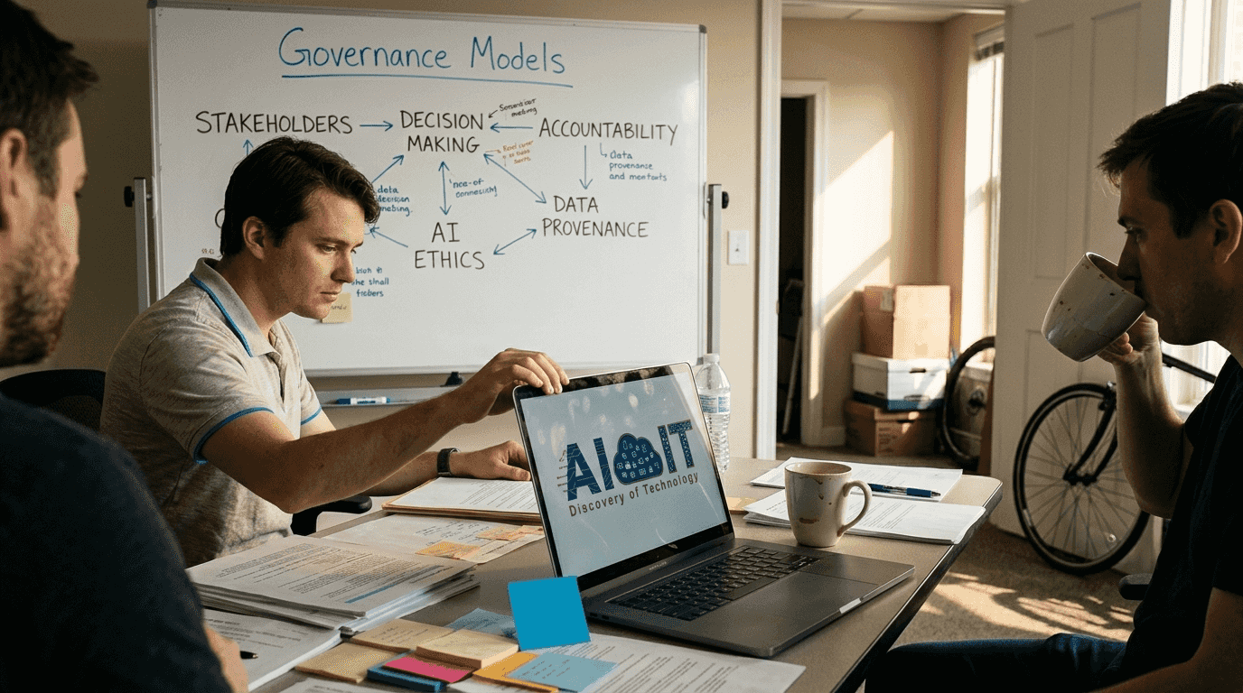 Team meeting on decentralized AI governance