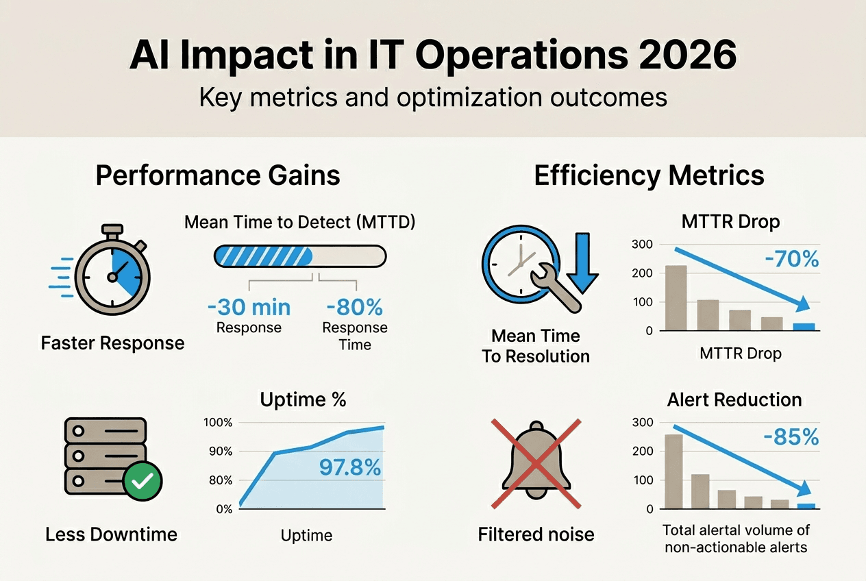 Infographic summarizing AI impact in IT operations