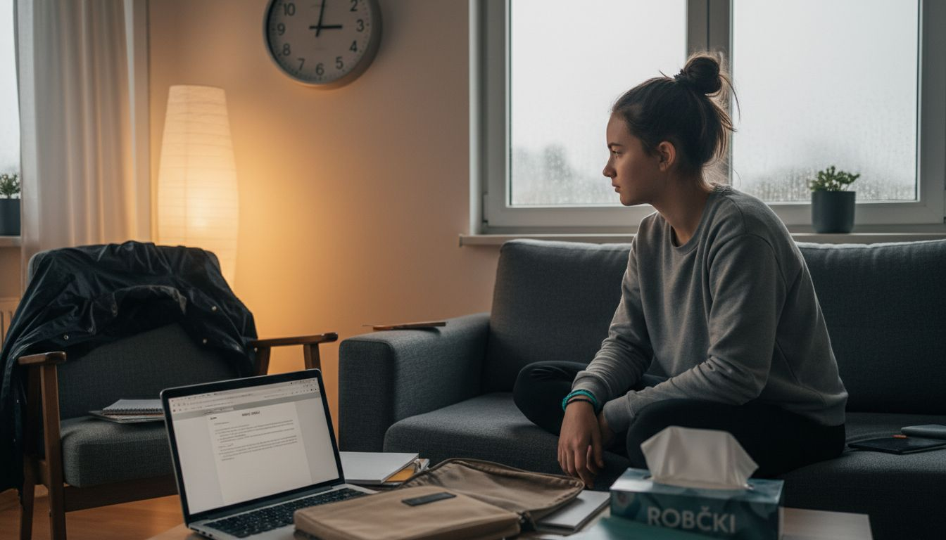 Med terapijo najstnica večkrat pogleda na uro.