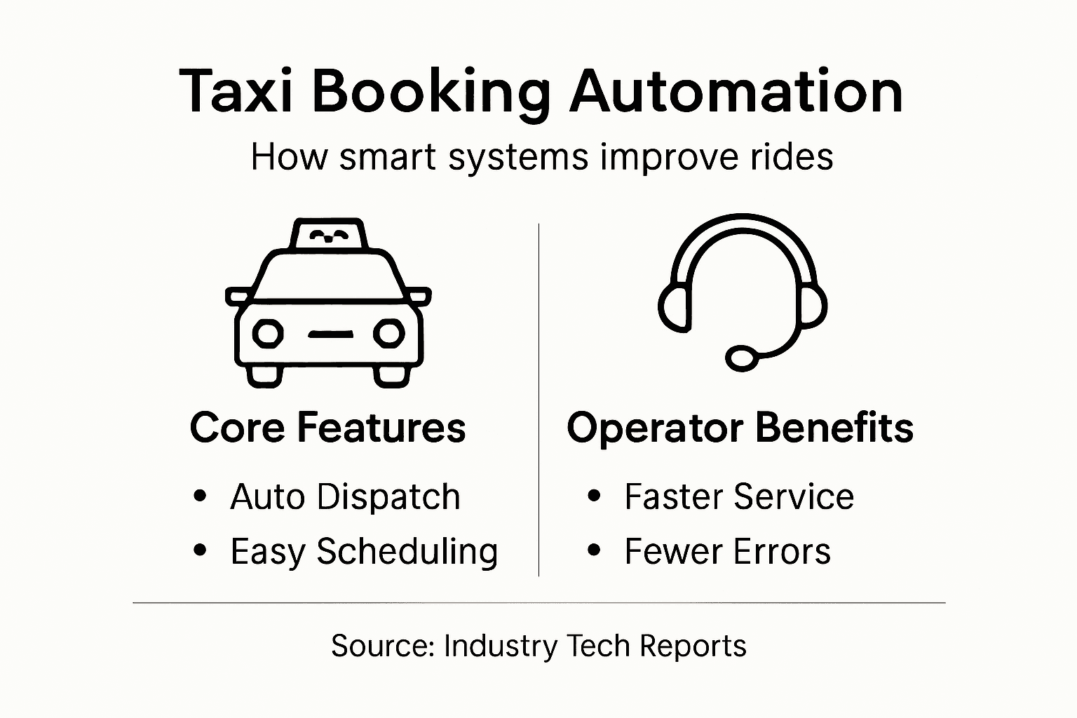 Infographic showing taxi booking automation features