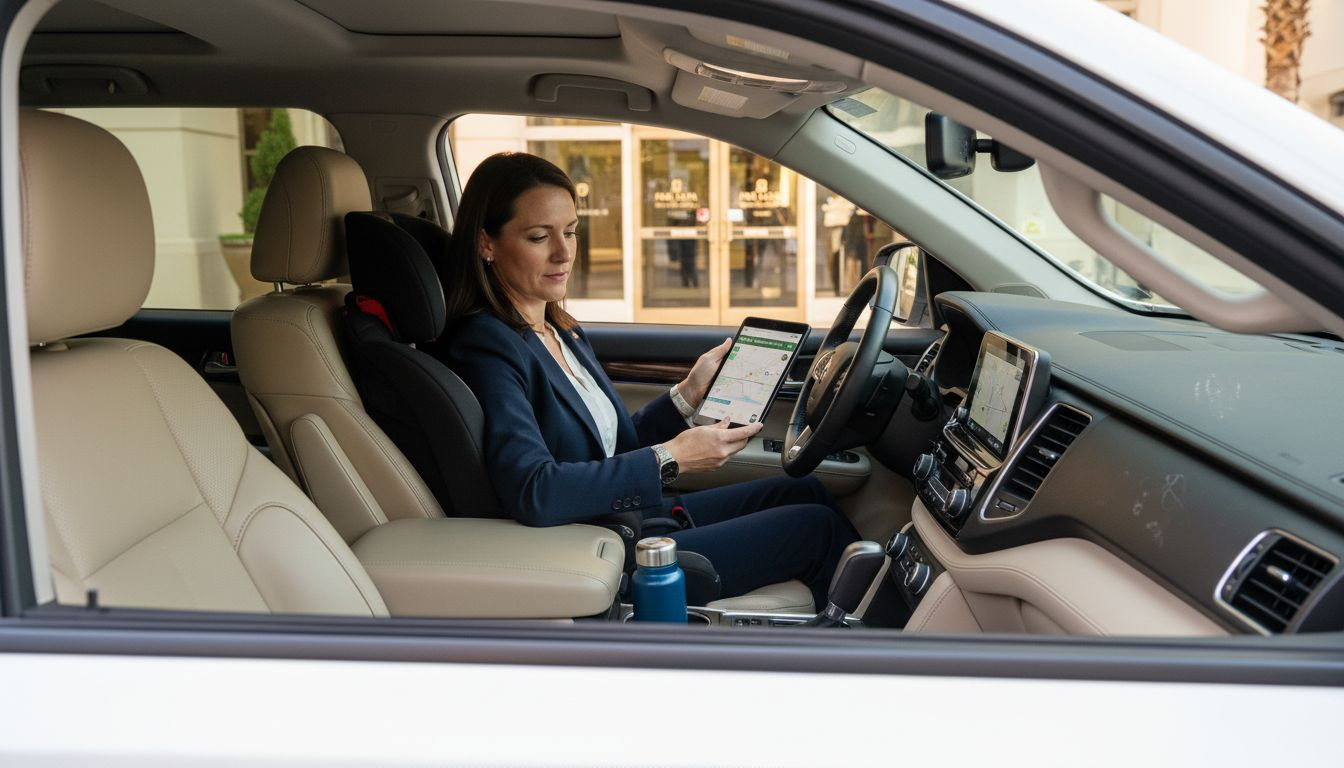 Driver checks safety inside Orlando SUV