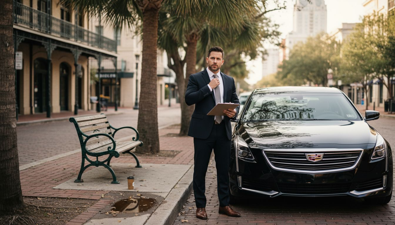 Driver with car on Orlando city street