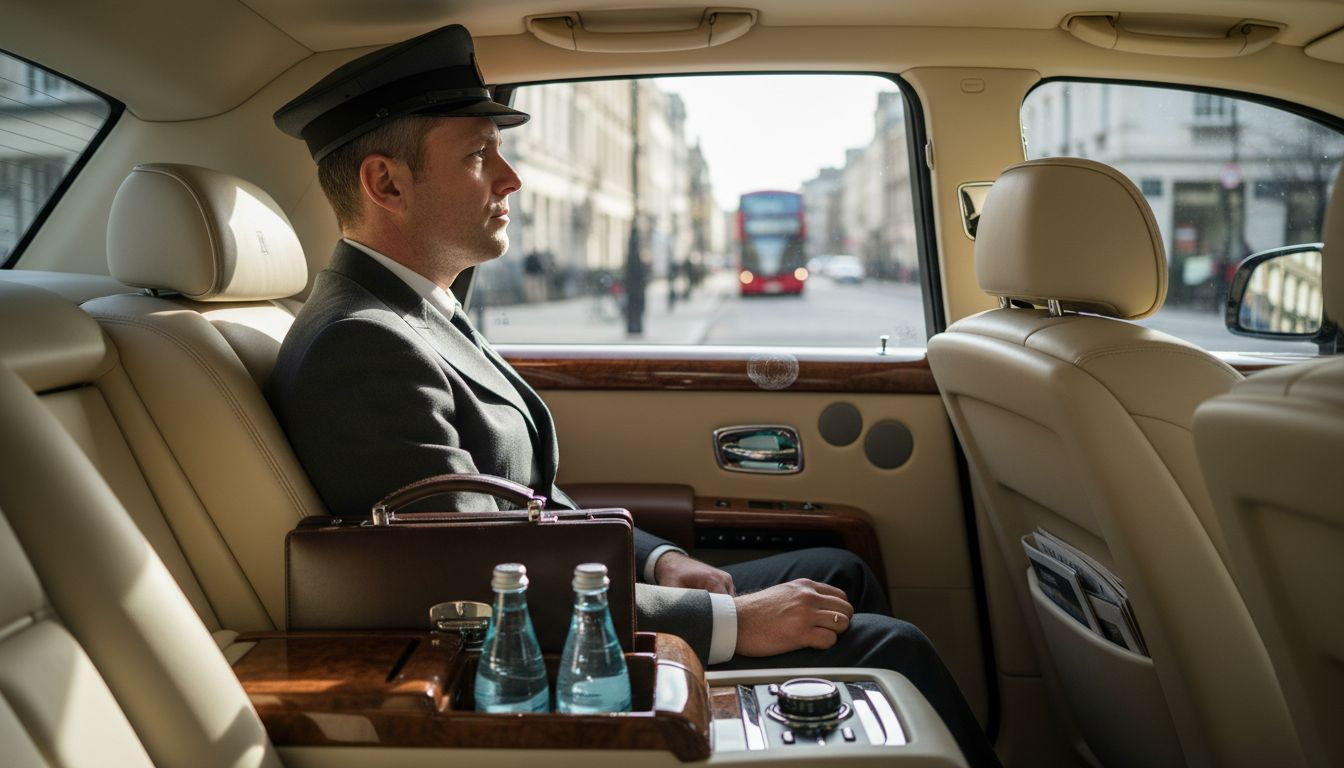 Chauffeur waiting inside luxury vehicle
