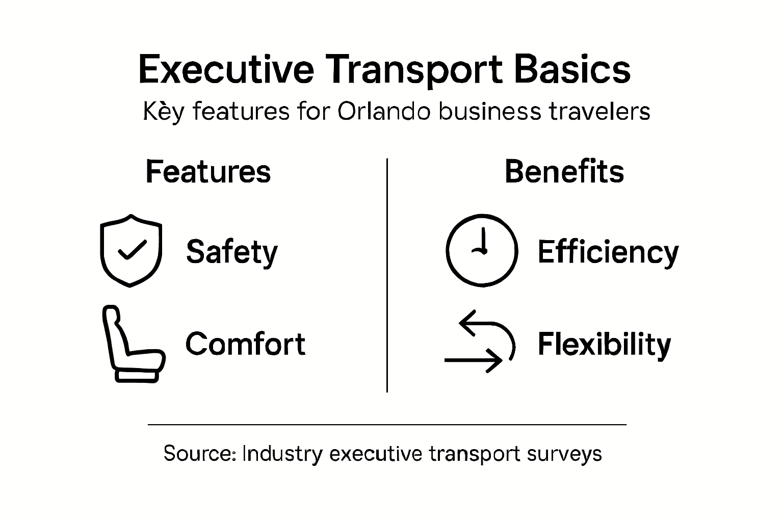 Infographic showing executive transport features and benefits