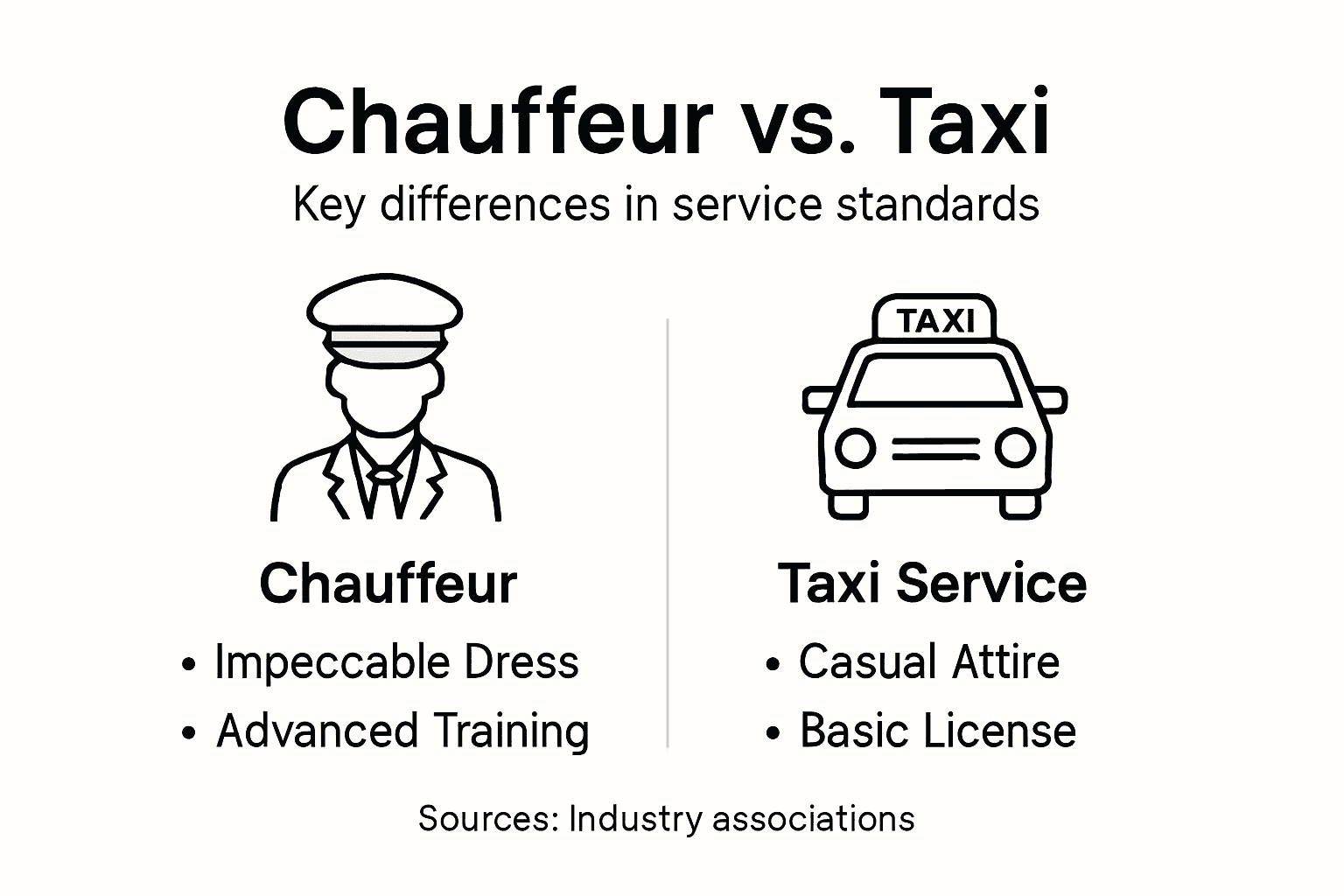 Infographic showing chauffeur and taxi differences