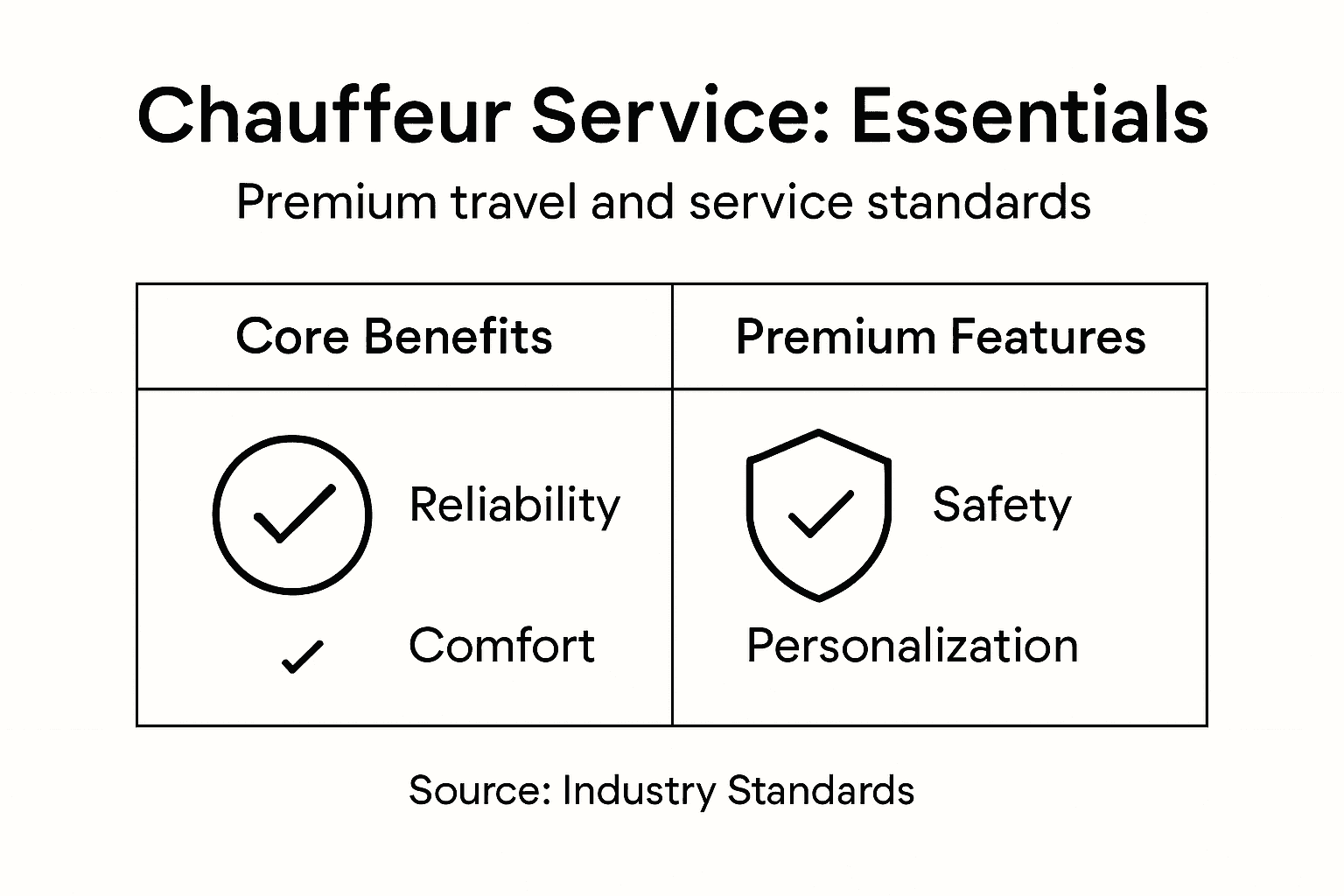 Infographic showing chauffeur service essentials and features